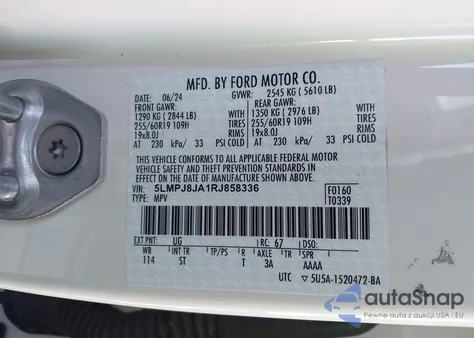 2024 Lincoln Nautilus Premiere from USA, damaged, VIN 5LMPJ8JA1RJ858336